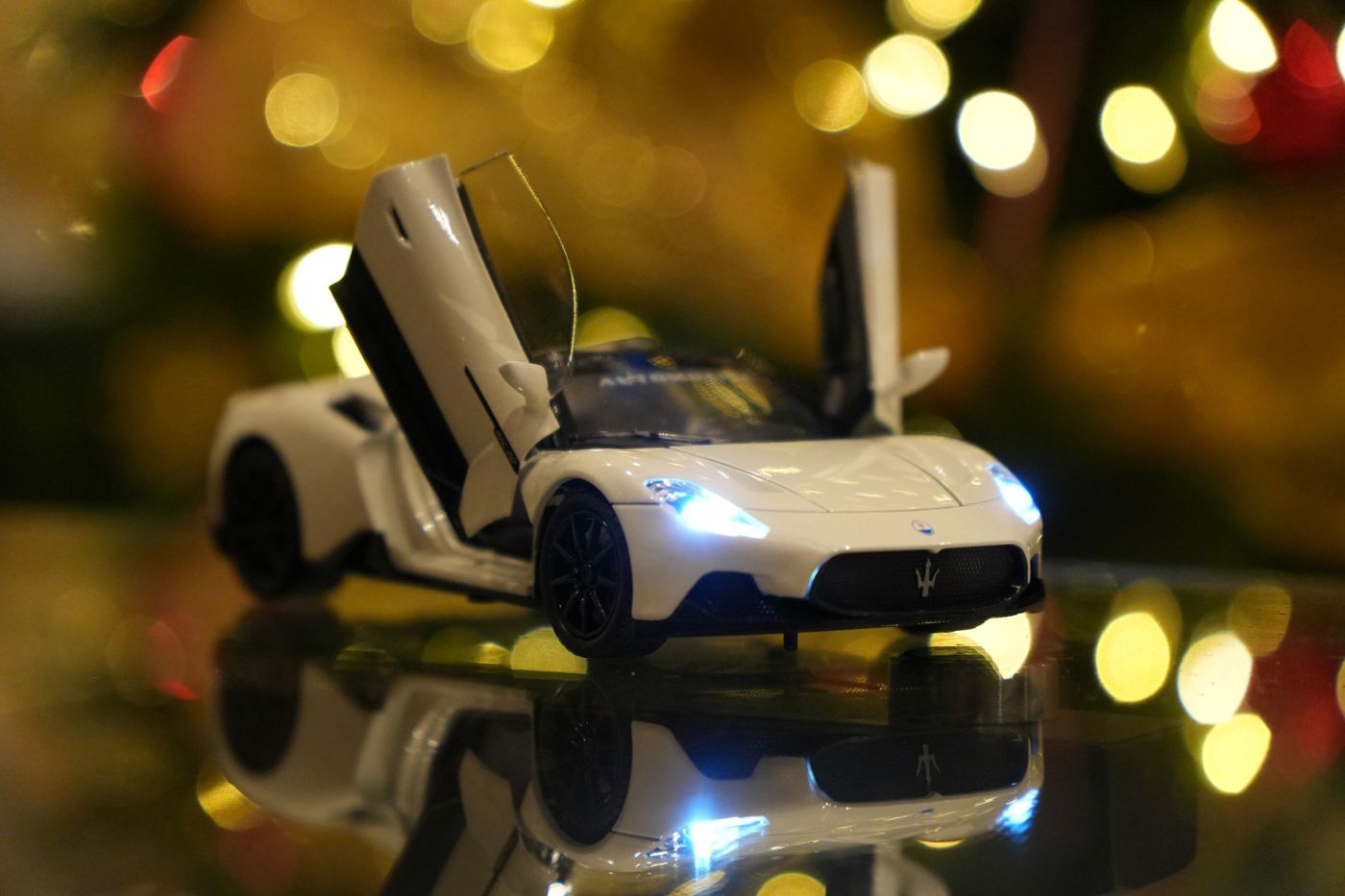 Model car and Christmas lights